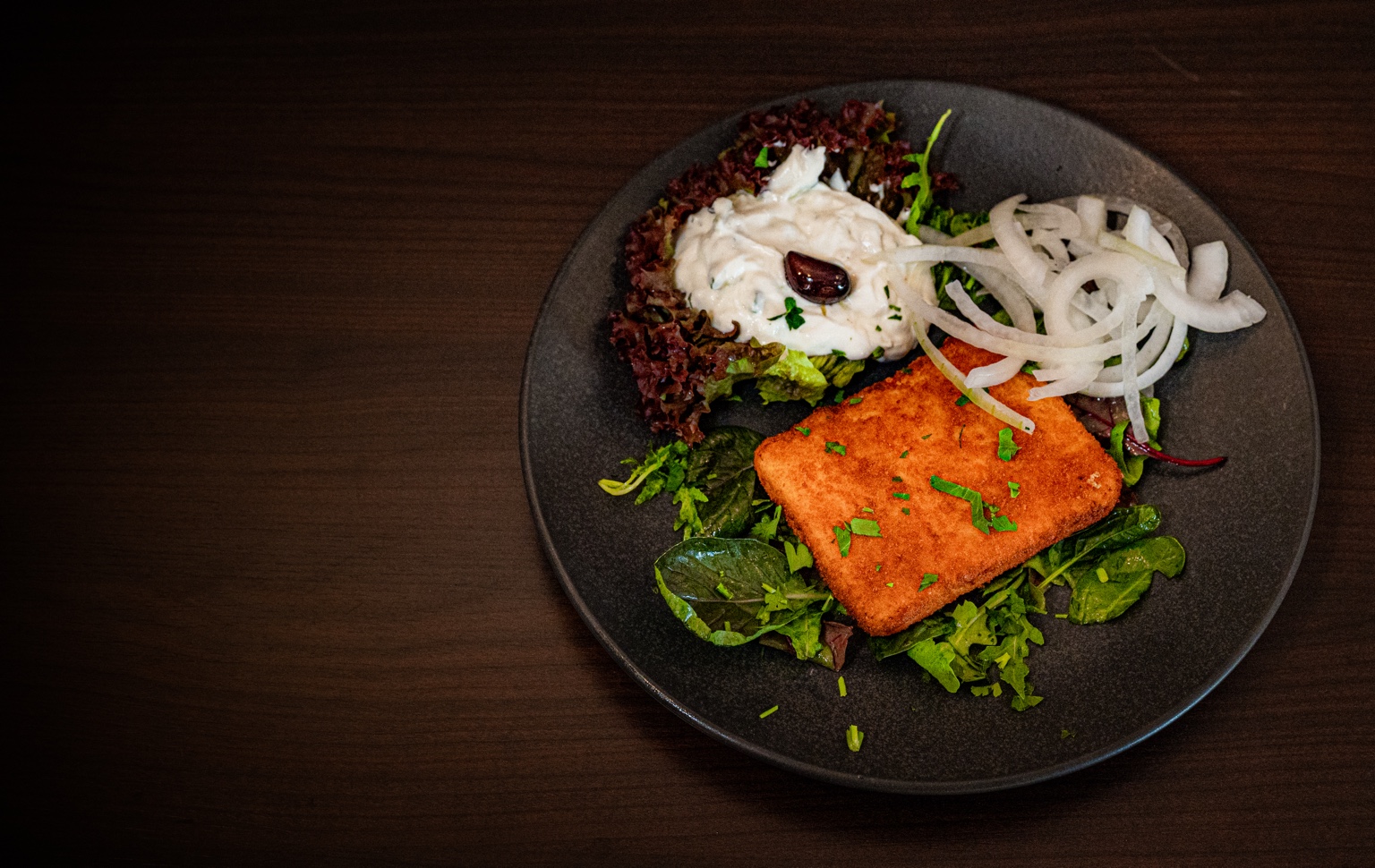 Griechisches Gericht mit Salat und Zaziki