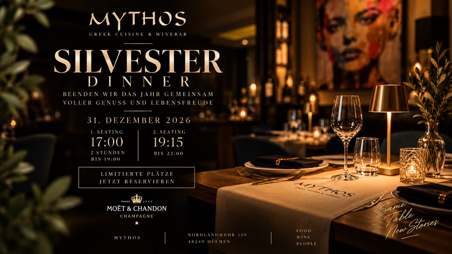 Silvester Dinner 2026 im Mythos Dülmen